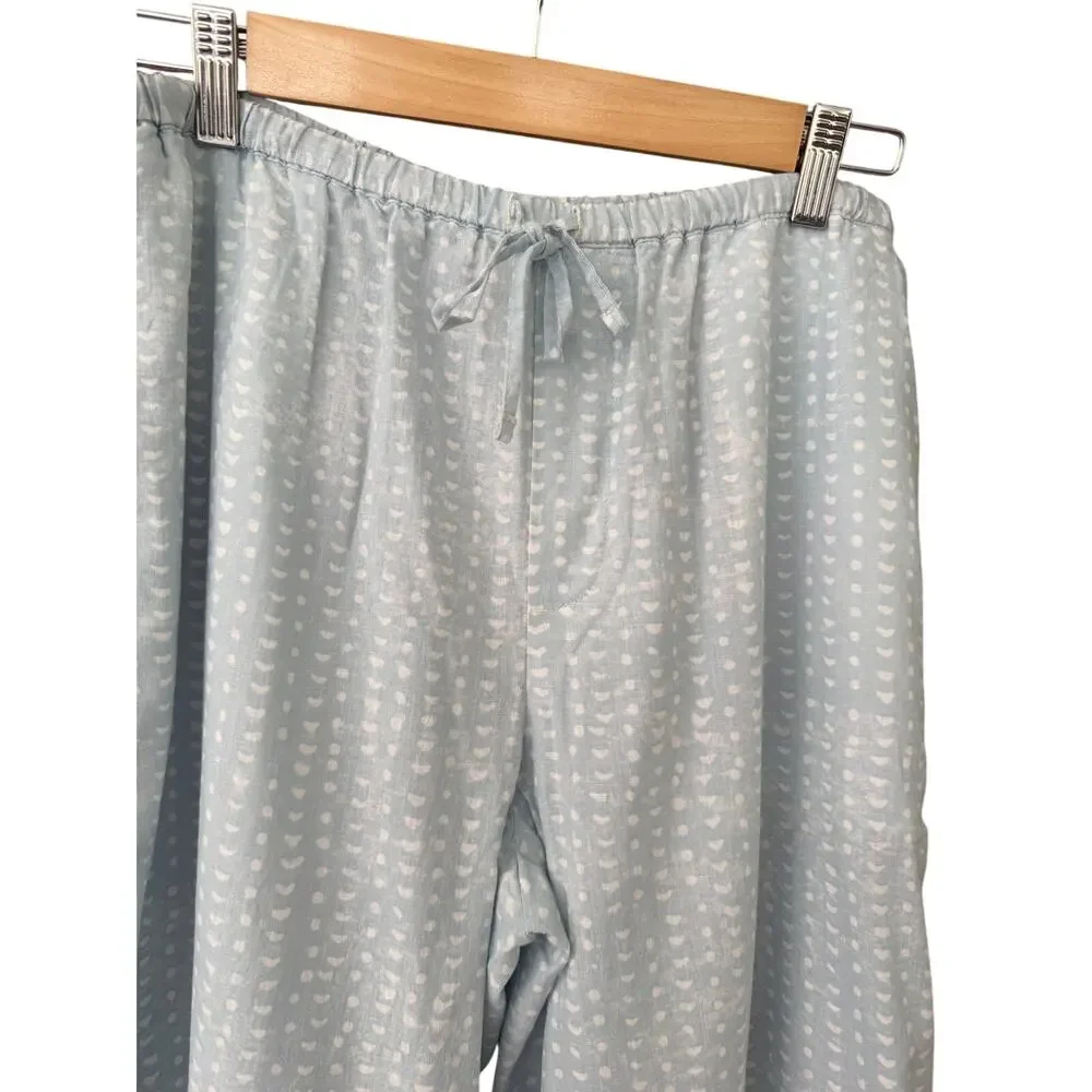 NWT Haven Well Within Cotton Linen Faded Dot Pajama Set Medium Saltwater Blue